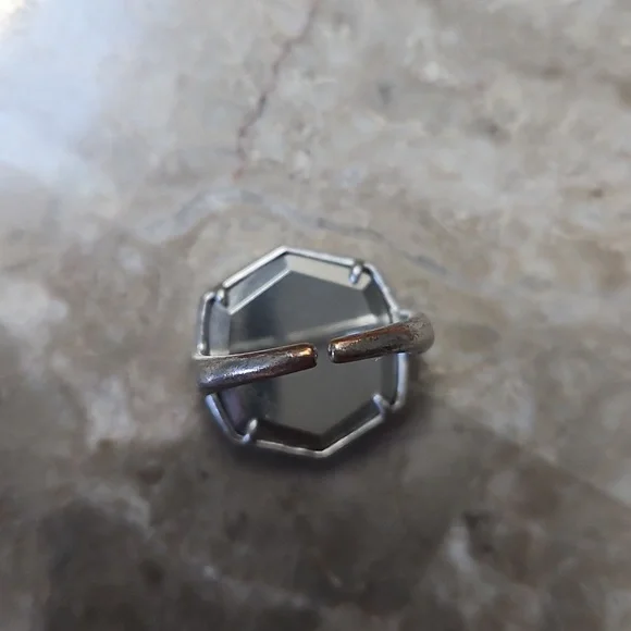 Kendra Scott Adjustable Hexagonal Black Druzy Cocktail Ring - Picture 4 of 4